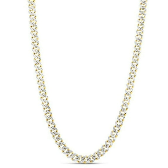 JewelStop 14k Yellow Gold 8mm Finish White Pave Monaco Bracelet, Box with Both Side Push Clasp - 8.25 Inches