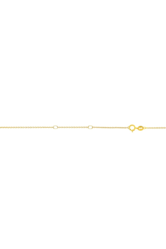 JewelStop 14k Yellow Gold Diamond Cut/ Textured Finish 0.68mm Double Extendable Cable Chain with Spring Ring Clasp - 18" and two jump rings.