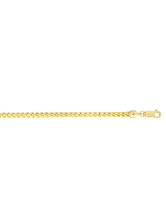 JewelStop 14k Yellow Gold Diamond Cut/ Textured Finish 4mm Round Franco Chain Necklace with Lobster Lock - 22"