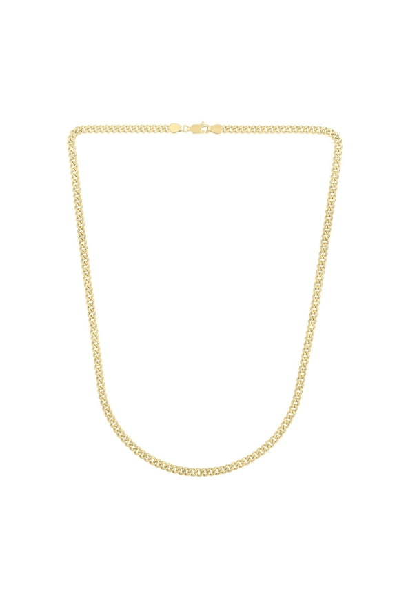 JewelStop 14k Yellow Gold Diamond Cut/textured Finish 3.65mm Gourmette Chain Necklace, Lobster Clasp - 18",20",22",24"