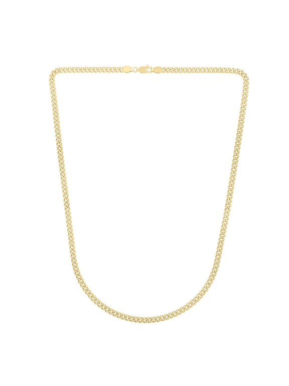 JewelStop 14k Yellow Gold Diamond Cut/textured Finish 3.65mm Gourmette Chain Necklace, Lobster Clasp - 18",20",22",24"