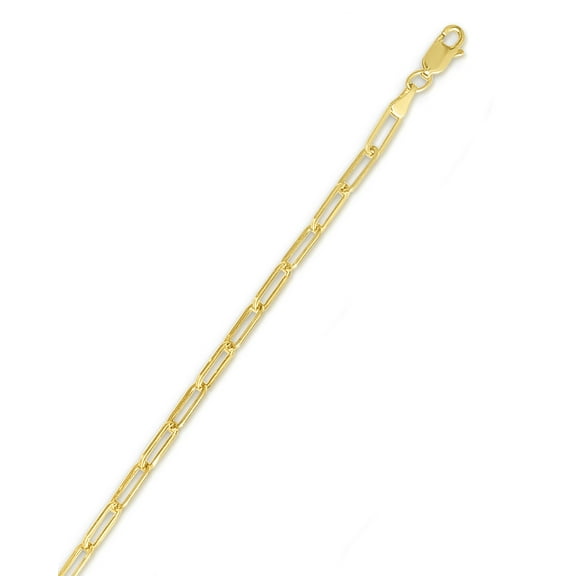 JewelStop 14k Yellow Gold Finish 3.3mm Polished Paperclip Necklace, Lobster Clasp