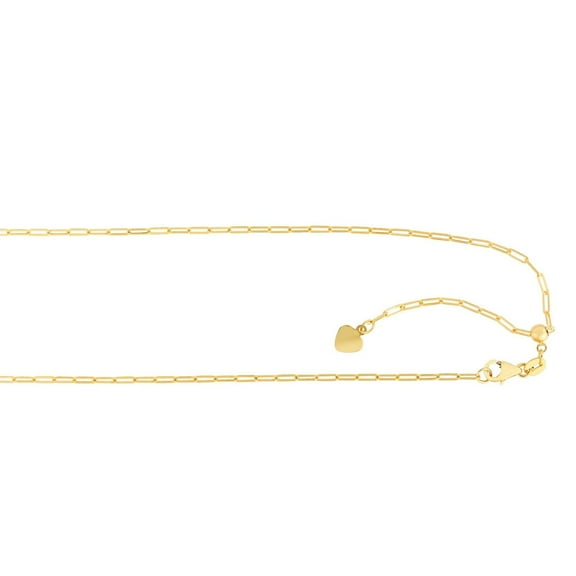 JewelStop 14k Yellow Gold Polished Finish 1.5mm Adjustable Paperclip Chain Necklace with Lobster Lock