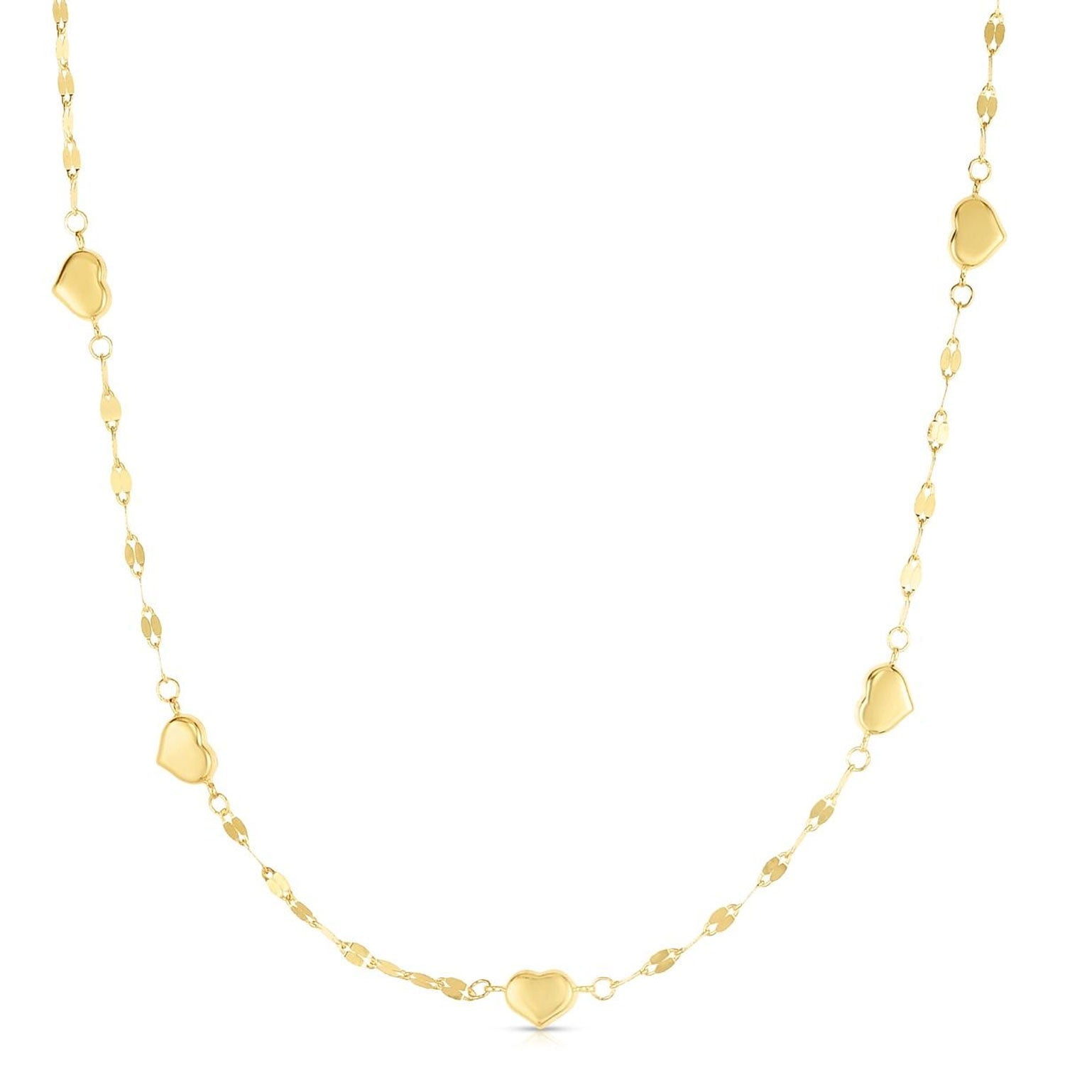 JEWELSTOP DESIGNER JEWELRY FOR LESS JewelStop 14k Yellow Gold Polished Finish 1.7mm Station Heart Chain Necklace with Spring Ring Clasp - 18"