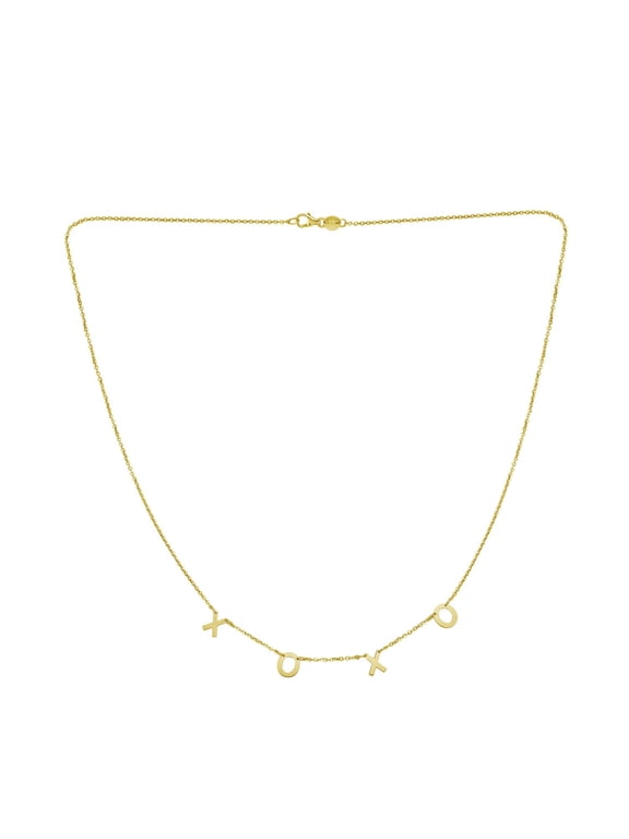 JewelStop 14k Yellow Gold Polished Finish 1mm XOXO Chain Necklace, Pear Shaped Lobster Clasp - 18"