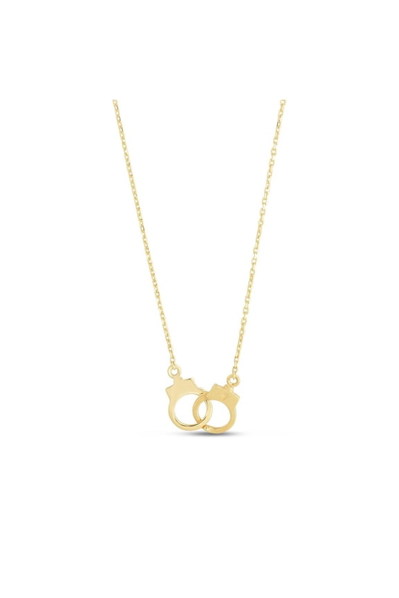 JewelStop 14k Yellow Gold Polished Finish 9mm Handcuff Link Chain Necklace with Spring Ring Clasp - 18"