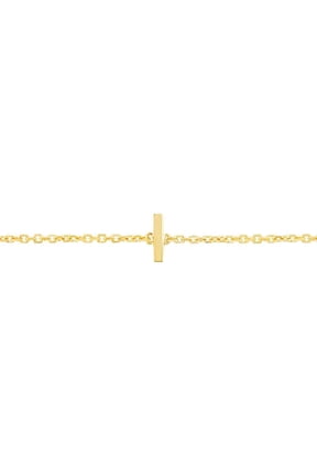 JewelStop 14k Yellow Gold Polished Finish Mini Initial I Bracelet with Spring Ring - 7"