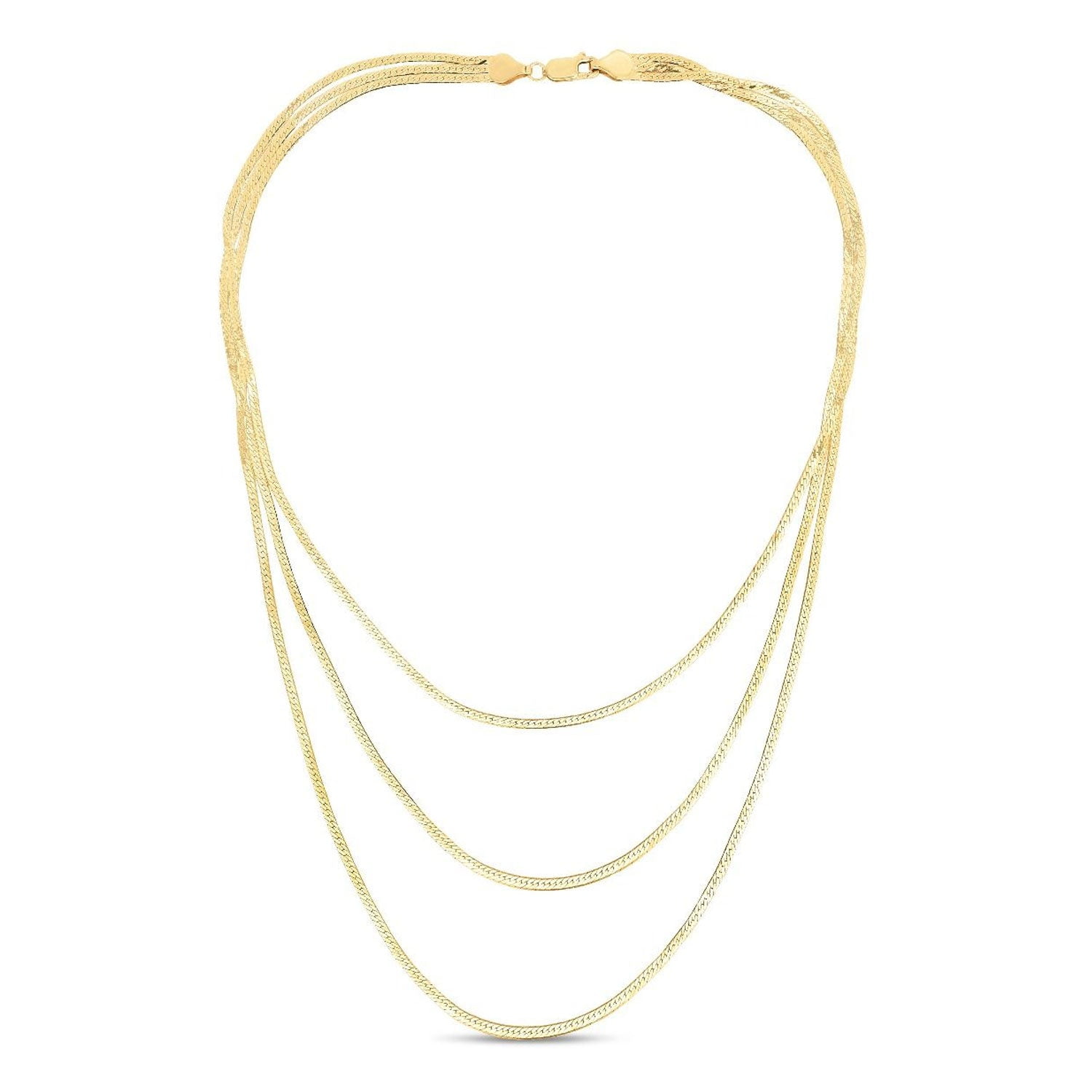 JewelStop 14k Yellow Gold Polished Finish Triple Strand Layered