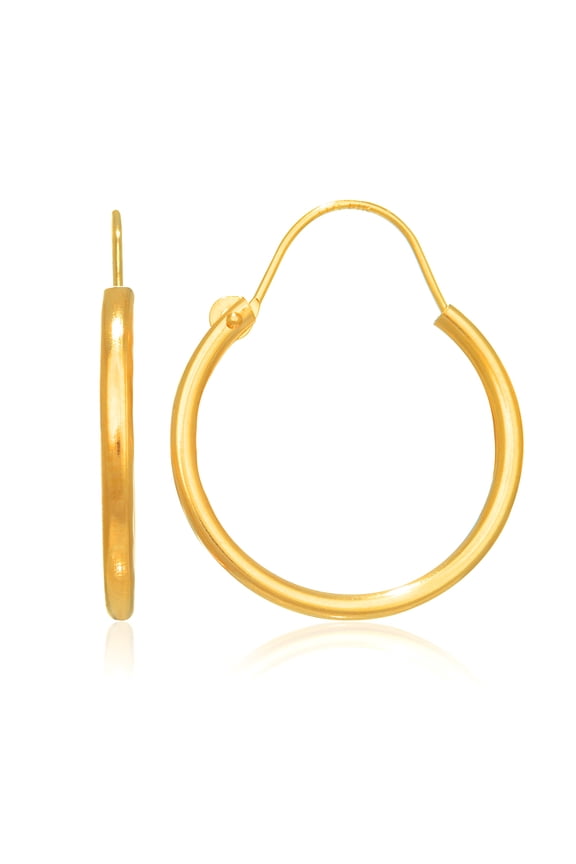 JewelStop 14k Yellow Gold U Wire Hoop 10mm 14mm 16mm Earrings