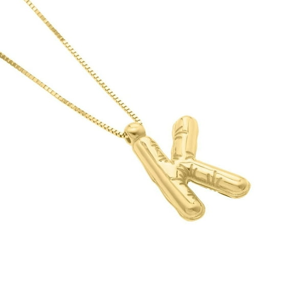 JewelStop 14k Yellow Polished Finish 15mm X 9mm Helium Initial Pendant On A Box Chain, Spring Ring Clasp - 18" Total Length, Jump Ring At 16.