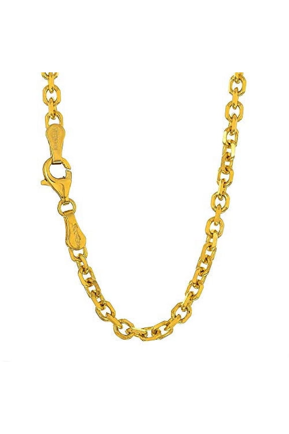 JewelStop 18K Solid Yellow Gold 0.8 mm Cable Chain Necklace, Lobster Claw Clasp - 16 Inches