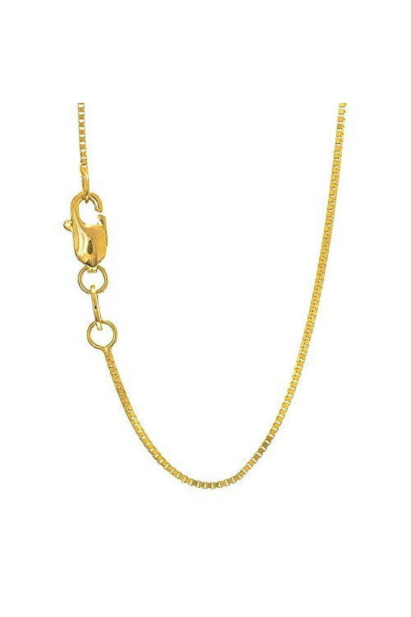 JewelStop 18K Solid Yellow Gold .6 mm Box Chain Necklace 16" w/Lobster Claw Clasp
