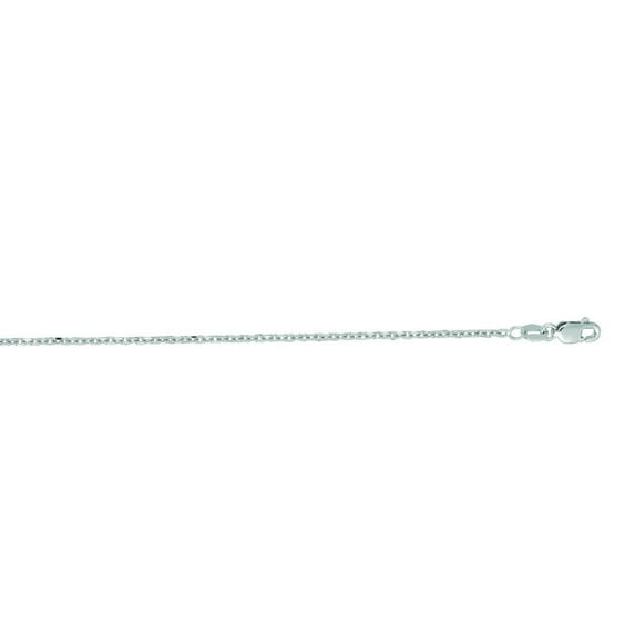 JewelStop 18K White Gold Diamond Cut/ Textured Finish 1.4mm Cable Chain with Lobster Clasp - 20"