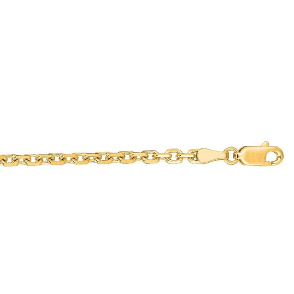 JewelStop 18K Yellow Gold Diamond Cut/ Textured Finish 2.6mm Cable Chain with Lobster Clasp - 18"