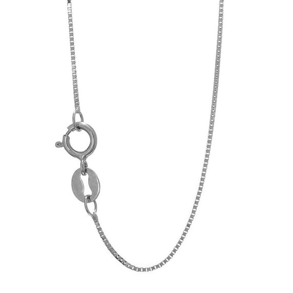 JewelStop 925 Sterling Silver 0.6Mm Rhodium Diamond-cut Box Chain 18" Necklace Spring Ring