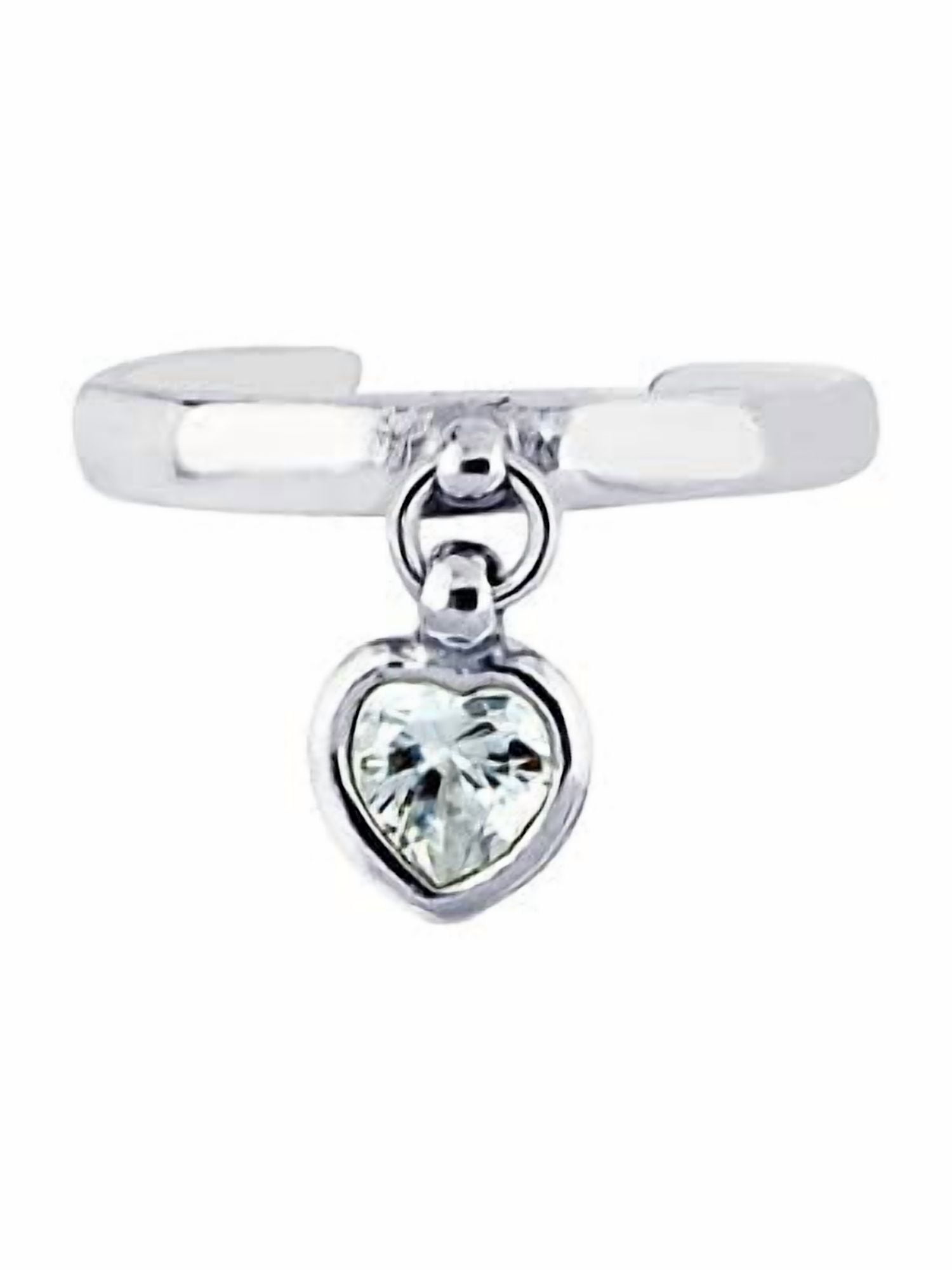 JewelStop .925 Sterling Silver Dangle Heart Cz Toe Ring Body Art ...