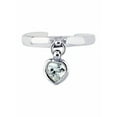 thumbnail image 1 of JewelStop .925 Sterling Silver Dangle Heart Cz Toe Ring Body Art Adjustable, 1 of 4