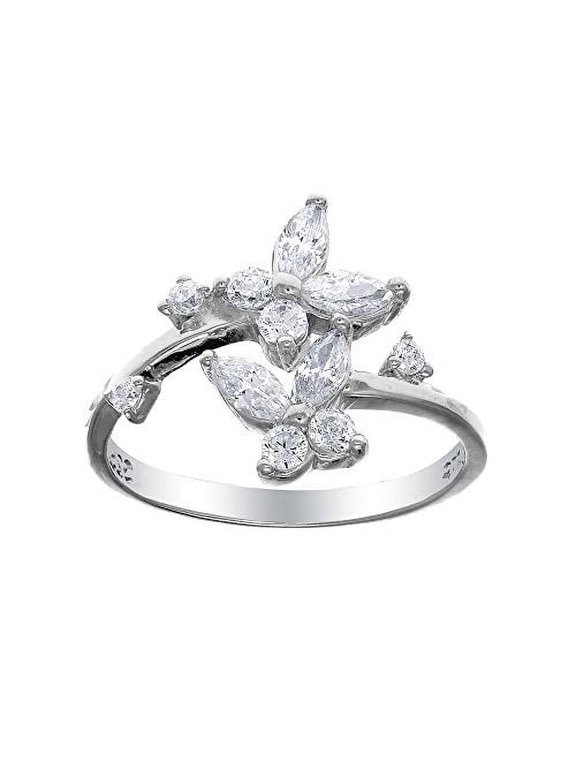 JewelStop 925 Sterling Silver Dazzling Butterfly White Color CZ Adjustable Toe Ring