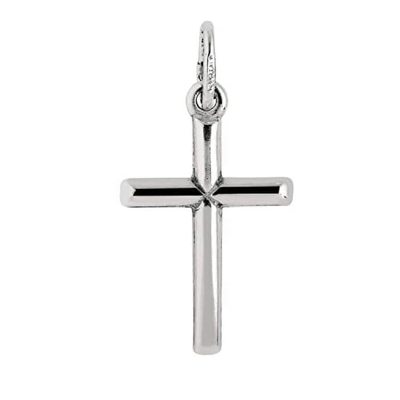 JewelStop 925 Sterling Silver Finish Polished Tube Cross Pendant -25 mm X 15 mm
