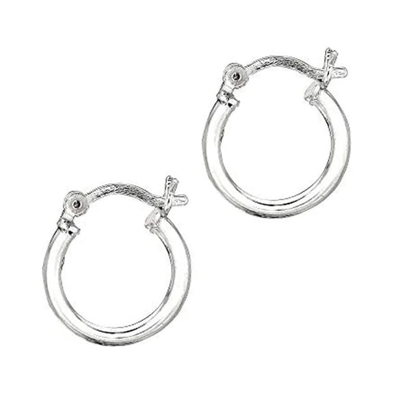 JewelStop 925 Sterling Silver Hoop Earrings - 10 mm (0.40 Inch.) X 2 mm (0.08 Inch.)