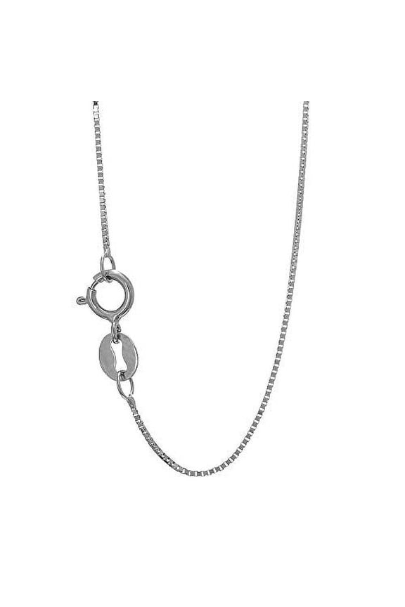 JewelStop 925 Sterling Silver Rhodium Plated 0.7 mm Box Chain Necklace, Spring Ring Clasp - 18 Inches, 1.4gr.