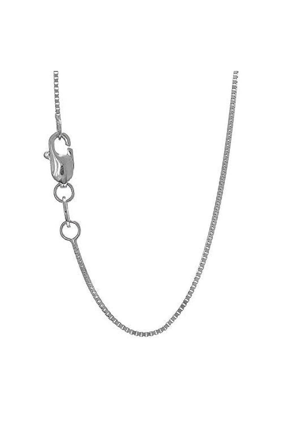 JewelStop 925 Sterling Silver Rhodium Plated 1.1 mm Box Chain Necklace 20" w/Lobster Claw Clasp