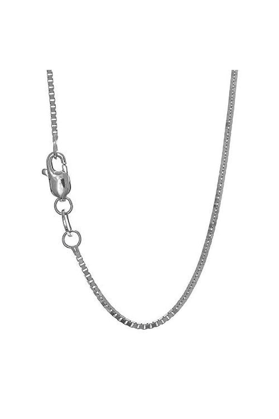 JewelStop 925 Sterling Silver Rhodium Plated 1.3 mm Box Chain Necklace 22" w/Lobster Claw Clasp