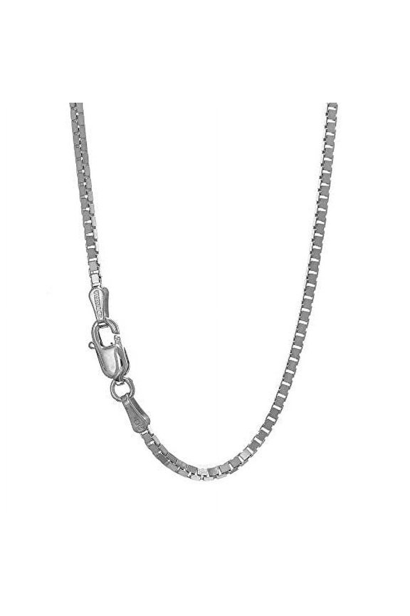 JewelStop 925 Sterling Silver Rhodium Plated 1.8 mm Box Chain Necklace 20" w/Lobster Claw Clasp