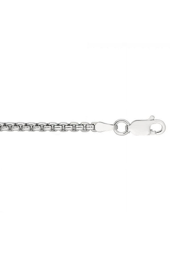 JewelStop 925 Sterling Silver Rhodium Plated 2.0 mm Round Box Chain Necklace 20" w/Lobster Claw Clasp