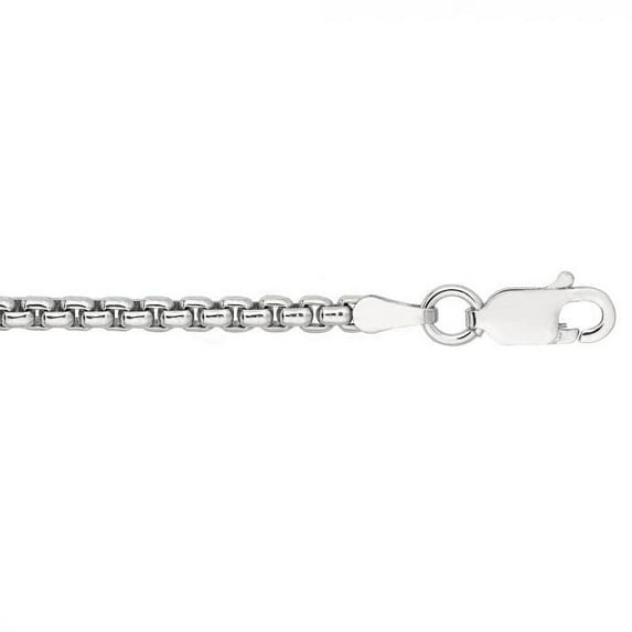 JewelStop 925 Sterling Silver Rhodium Plated 2.0 mm Round Box Chain Necklace 22" w/Lobster Claw Clasp