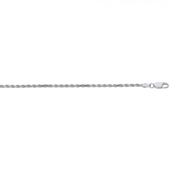 JewelStop 925 Sterling Silver Rhodium Plated 2.2 mm Diamond Cut Rope Chain Necklace 20" w/Lobster Claw