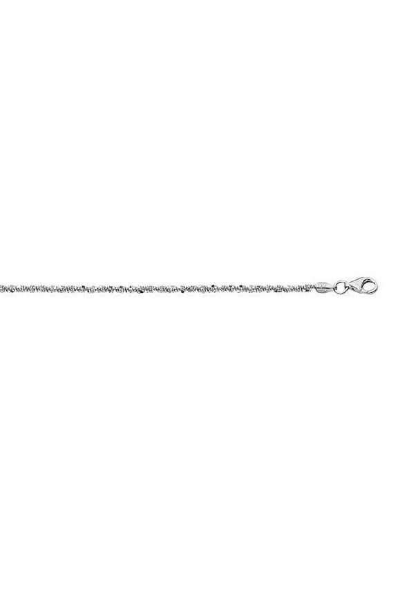 JewelStop 925 Sterling Silver Rhodium Plated 2.2 mm Sparkle Chain Necklace, Lobster Claw - 20 Inches, 4.9gr.