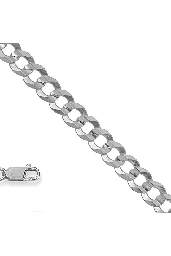 JewelStop 925 Sterling Silver Rhodium Plated 4.7 mm Curb Chain Necklace 18" w/Lobster Claw Clasp