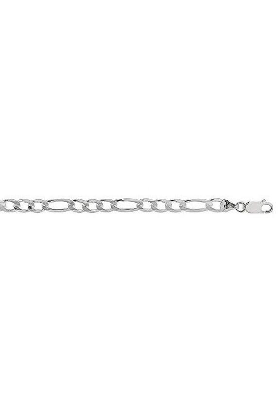 JewelStop 925 Sterling Silver Rhodium Plated 5.5 mm Figaro Chain Necklace 20" w/Lobster Claw Clasp