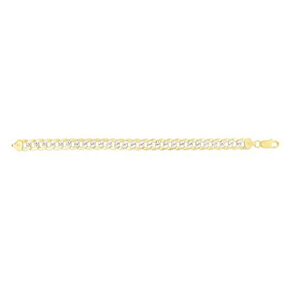 JewelStop 925 Yellow Plated Sterling Silver 5.3mm Comfort Pave Curb White Chain Necklace with Lobster Clasp - 18"