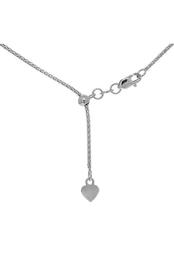 JewelStop Silver Rhodium Finish .8mm Diamond-Cut Extendable & Adjustable Popcorn Chain, 16-22 Inches, 3.9gr.