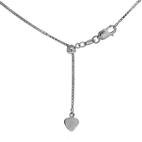 JewelStop Silver Rhodium Finish .8mm Shiny Extendable & Adjustable Box Chain, Lobster Claw 16-22 Inches, 2.8gr