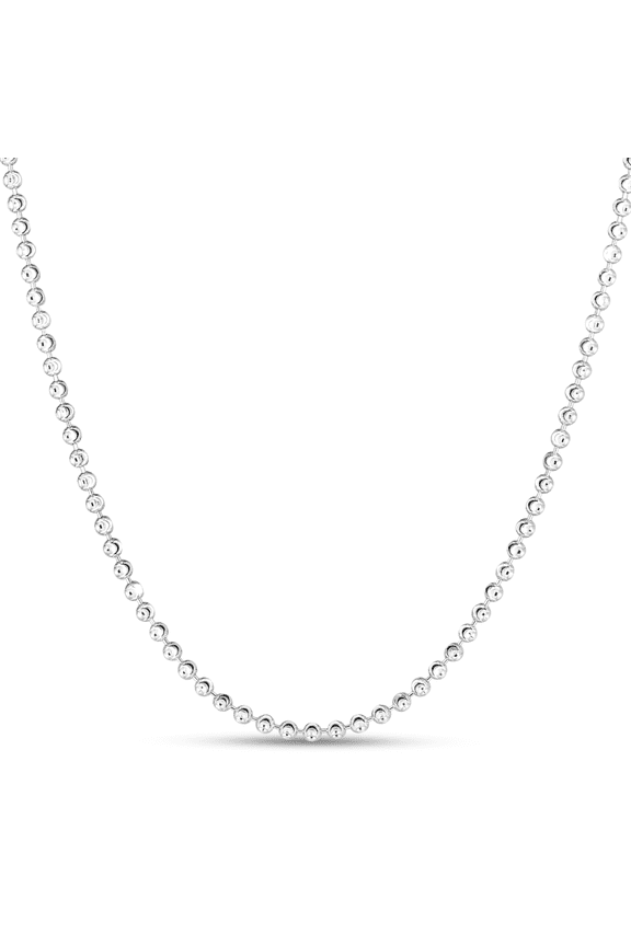 JewelStop Sterling Silver Diamond Cut/Textured Finish 2.5mm Moon-cut Bead Chain with Lobster Clasp - 18"