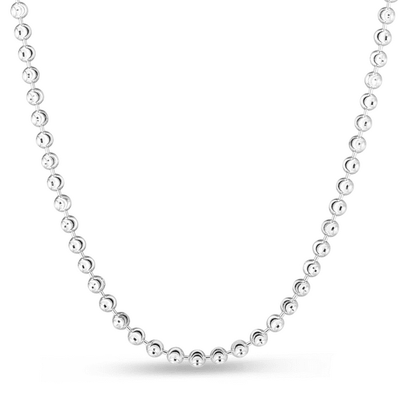 JewelStop Sterling Silver Diamond Cut/Textured Finish 4mm Moon-cut Bead Chain with Lobster Clasp - 18"
