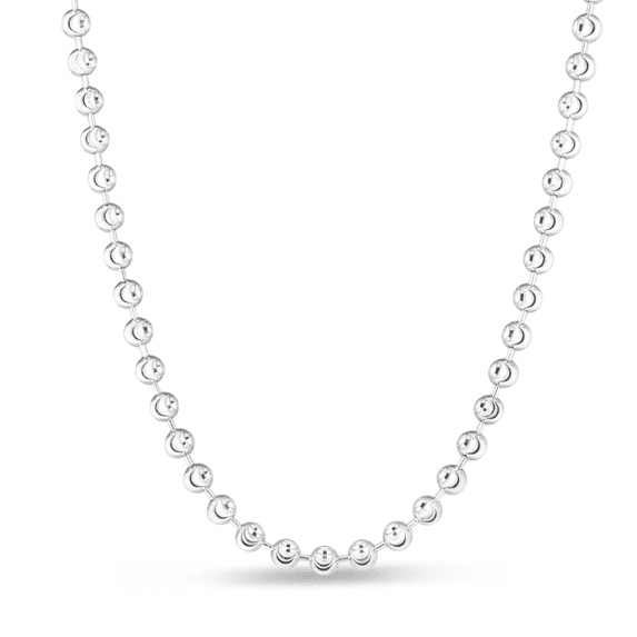 JewelStop Sterling Silver Diamond Cut/Textured Finish 5mm Moon-cut Bead Chain with Lobster Clasp - 18"