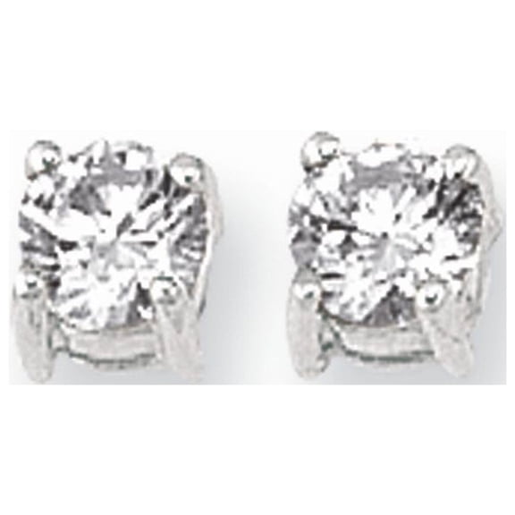 JewelStop Sterling Silver Polished Finish 3MM CZ Stud Earrings with Push Back Clasp