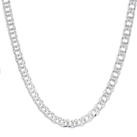 JewelStop Sterling Silver Polished Finish 9.3mm 8.5" Flat Miami Cuban Chain Necklace Bracelet, Lobster Clasp - 22",24"