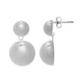 thumbnail image 1 of JewelStop Sterling Silver Polished Finish Puffed Round Double Button Drop Earrings with Push Back Clasp - 7.2gr., 1 of 5