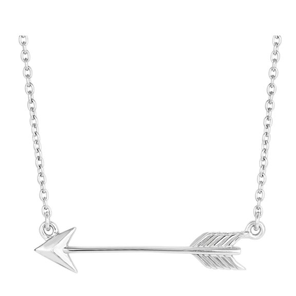 JewelStop Sterling Silver Polished Finish Sideways Arrow Link Chain Necklace with Lobster Clasp - 18"