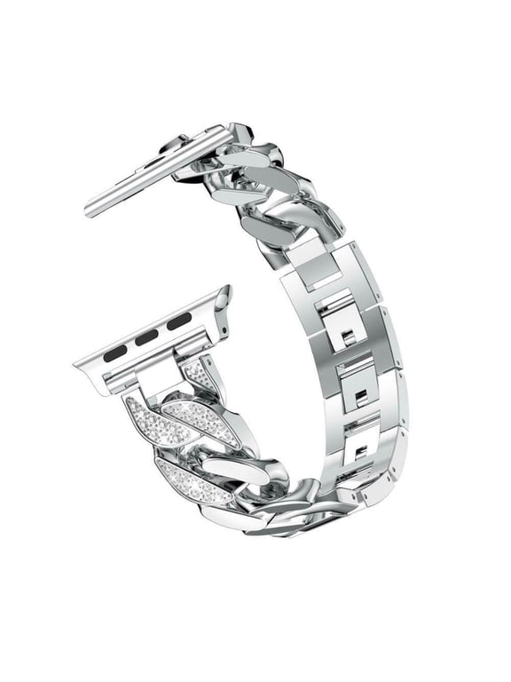 JewelTech 4 - Women Apple Watch Strap - Braided Pattern and Zircon Studded