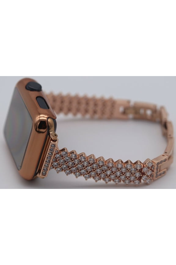 JewelTech 5 - Women Apple Watch Strap - Lattice Pattern and Zircon Studded