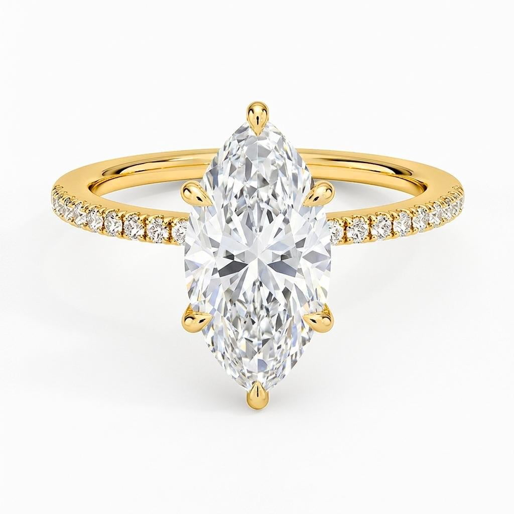 Large Yellow Lab JewelWeSell 3 Cttw Igi Certified Lab Grown Marquise Diamond Half Pave ...
