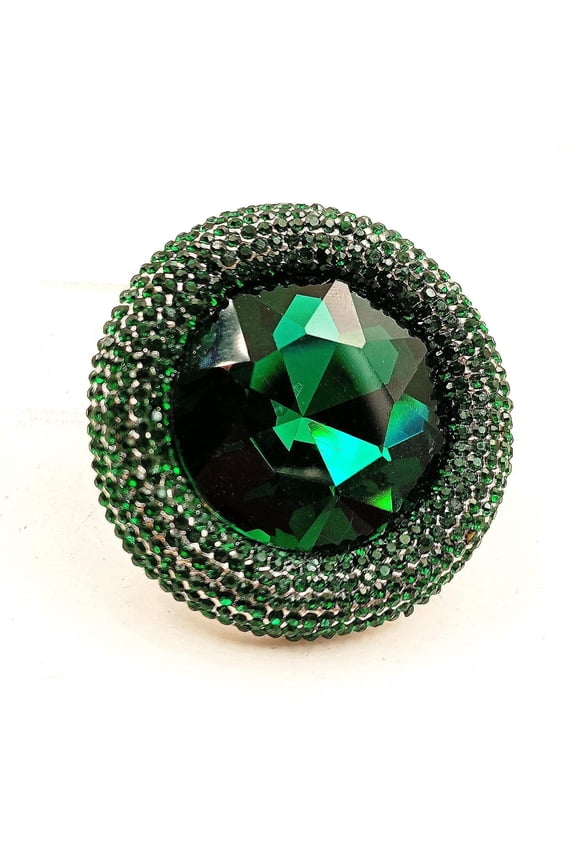 Fairy Tale Inspiration Wide Pave Wicked Green Stone Brooch Pin Witch Costume Jewelry