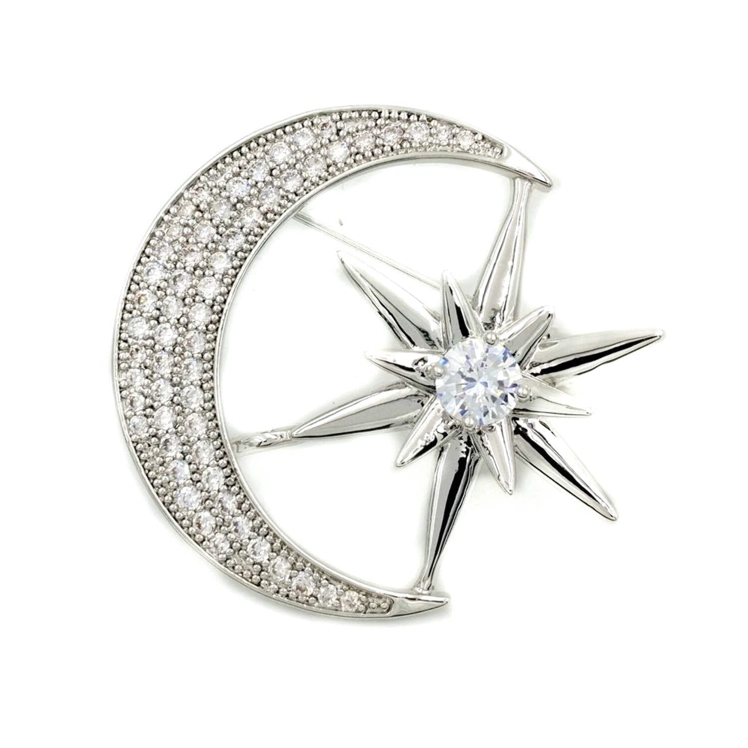 Crescent Hawk Pin Jewelblings Victorian Antique Hardware Pave Clear CZ Star Crescent Moon ...