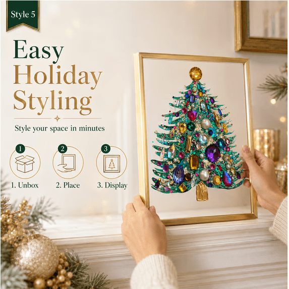Jeweled 3D Christmas Tree Framed Art,2026 New Crystal Christmas Tree Hanging Art DIY Kit,Make Custom Glowing Holiday Decor & Sentimental Handmade Gifts for Family Friends(Purple Faceted)